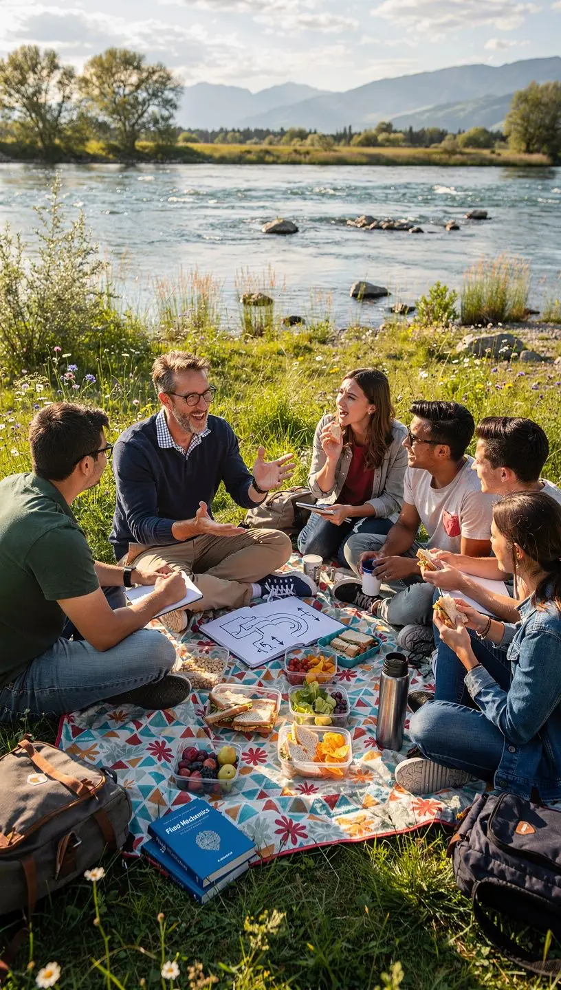 Ein Schüler, der an einem Computer sitzt und ein Online-Physikkurs über Mechanik verfolgt.